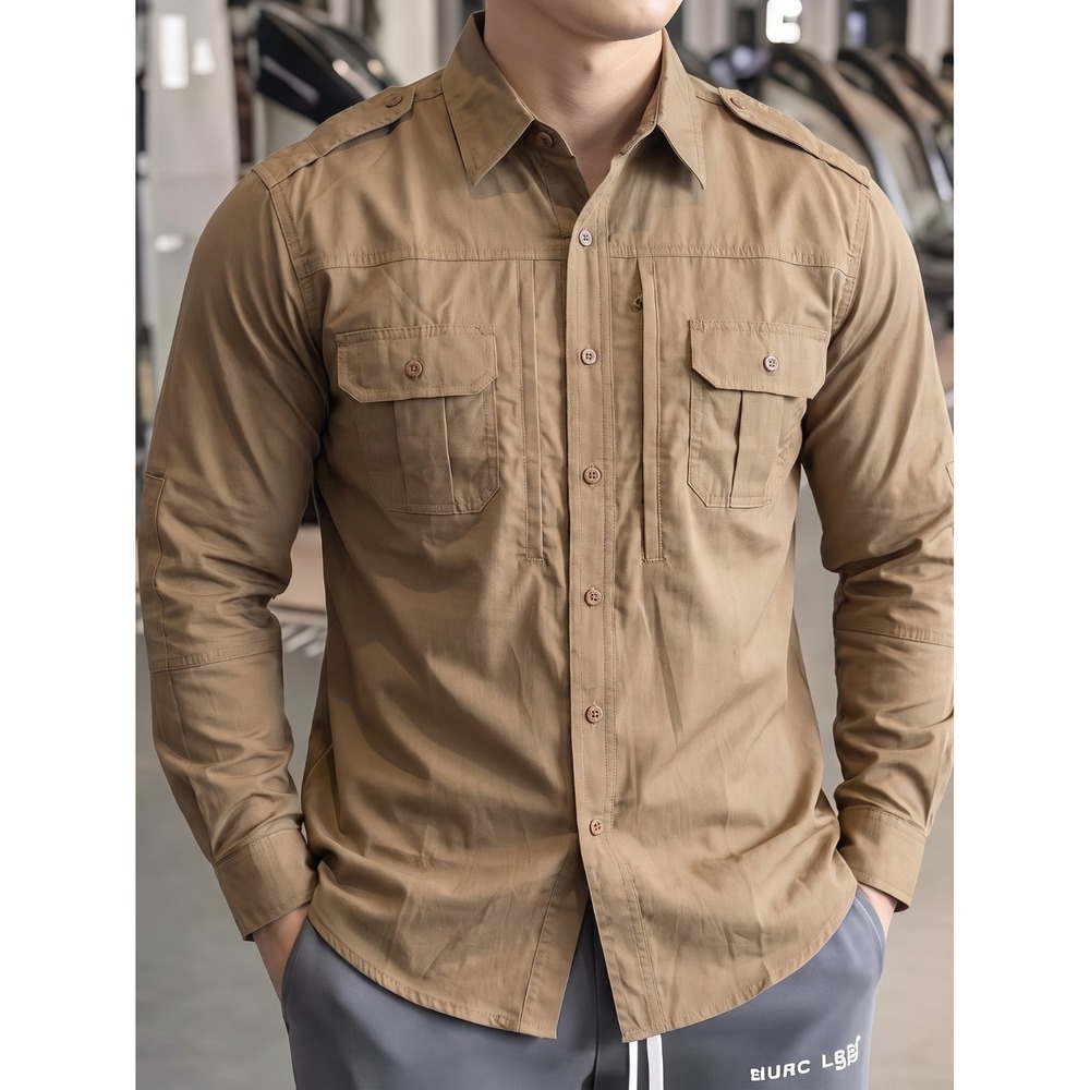 🪖NWT Propper Tactical Shirt Mens M Brown Teflon Roll-up Long Sleeve Ripstop